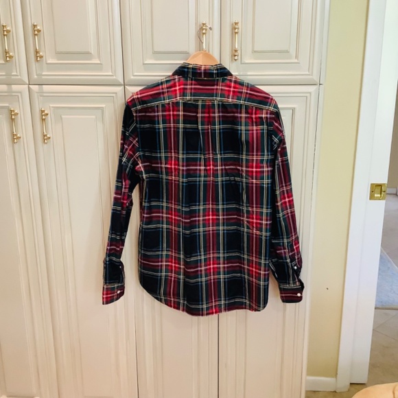 MEN’S J .CREW HOLIDAY BLACK TARTAN SHIRT - Picture 3 of 3